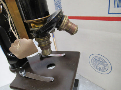 FOR PARTS OR REPAIR ANTIQUE MICROSCOPE BAUSCH LOMB + OBJECTIVES circa 1890 LOB