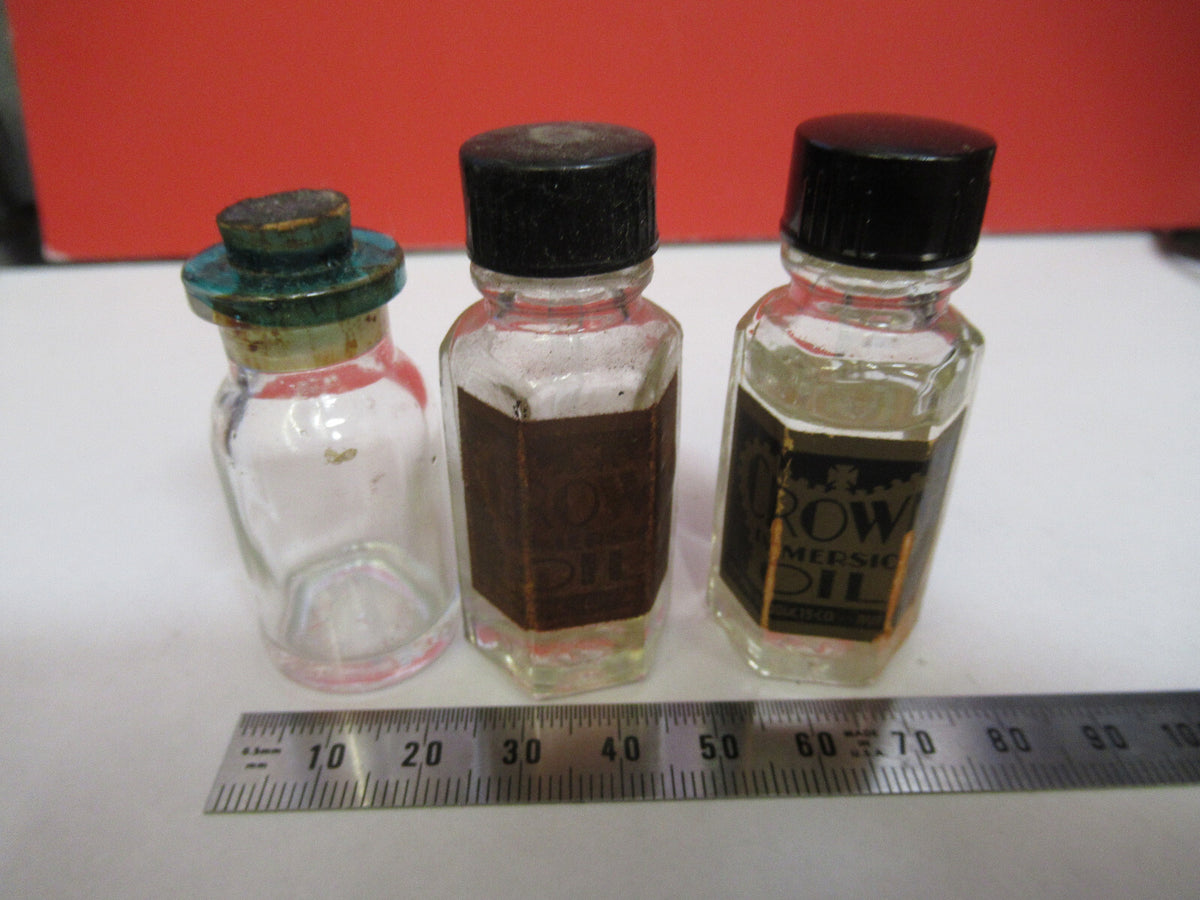 Lot Antique Bottles Immersion Oil Microscope Part
