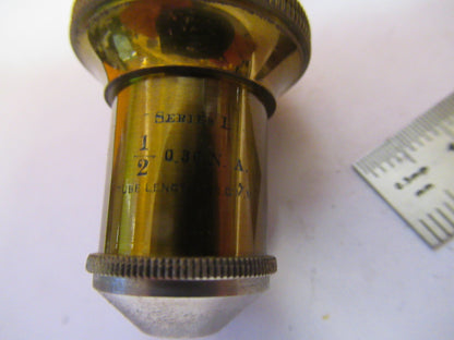 ANTIQUE BAUSCH LOMB BRASS OBJECTIVE 1/2in MICROSCOPE PART AS PICTURED Y1-A-53
