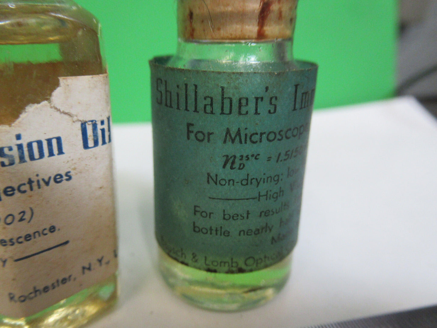 Lot Immersion Oil Bottle Bausch & Lomb Antique Microscope Part