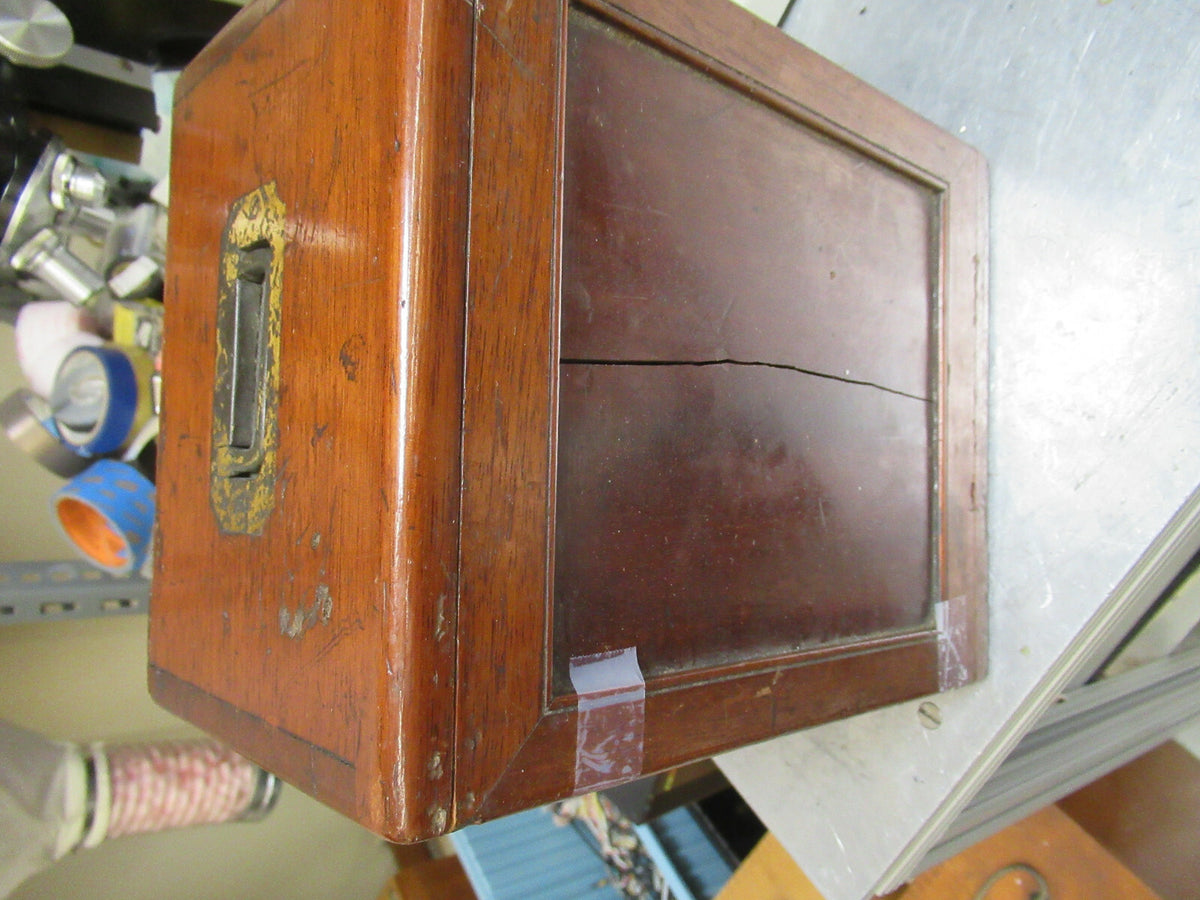 Antique Powell UK empty Wood Case Old British Microscope Part