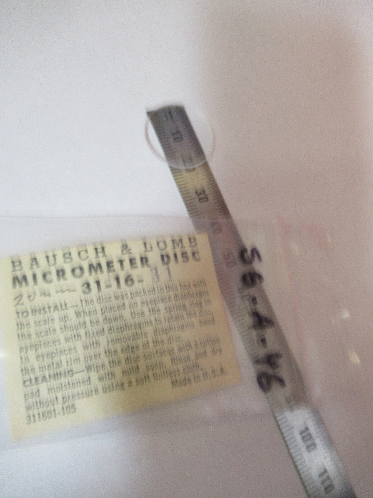 Bausch & Lomb Reticle Micrometer 31-16-31 Microscope Part