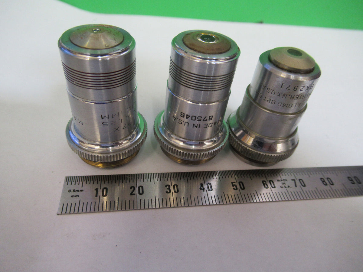 Lot Spencer Lens Co. Objective 10X 43X 97X Microscope Part Optics American Optical Co