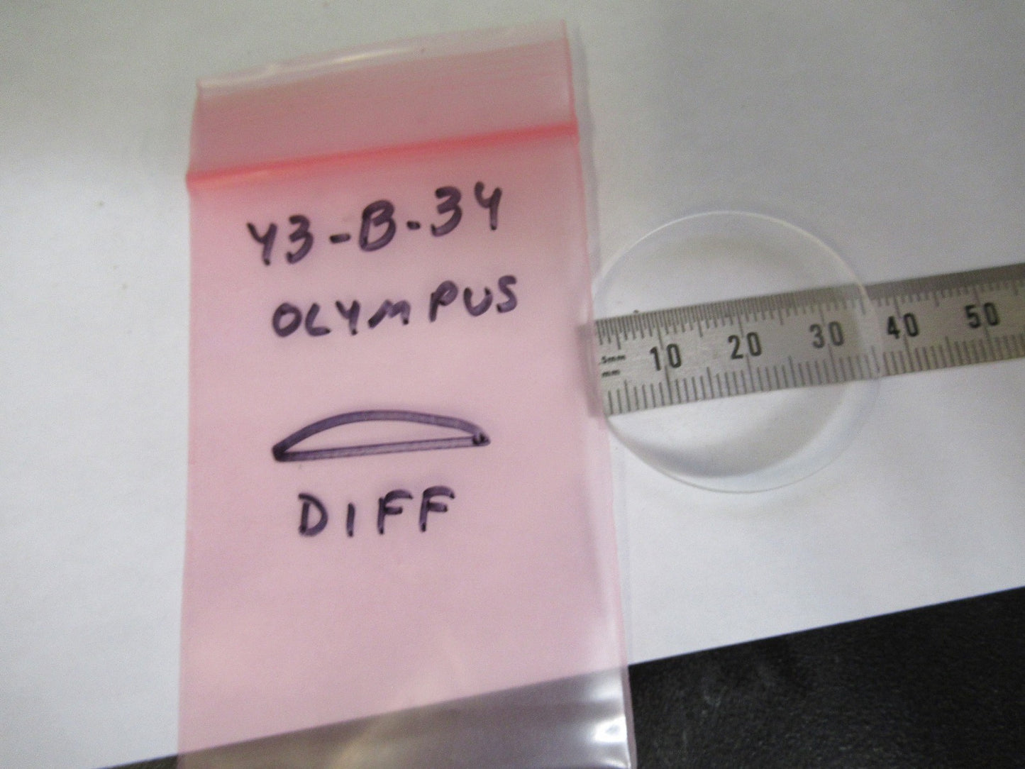 OLYMPUS JAPAN DIFFUSER CONVEX FILTER LENS MICROSCOPE PART AS PICTURED Y3-B-34