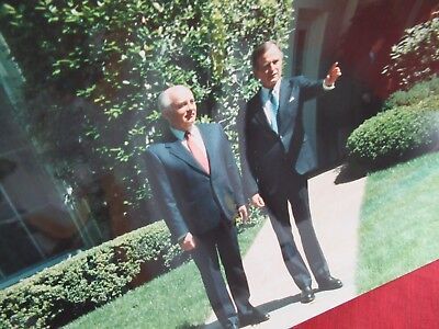 LARGE COLLECTABLE RUSSIA GORBACHEV USA BUSH b WH MEETING VINTAGE PHOTOGRAPH &BLI