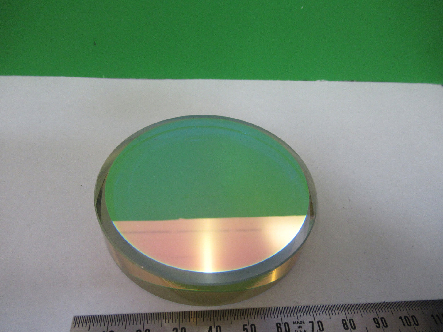OPTICAL FLAT ZERODUR SCHOTT LASER OPTICS DICHROIC COATED AS PICTURED &F3-B-90