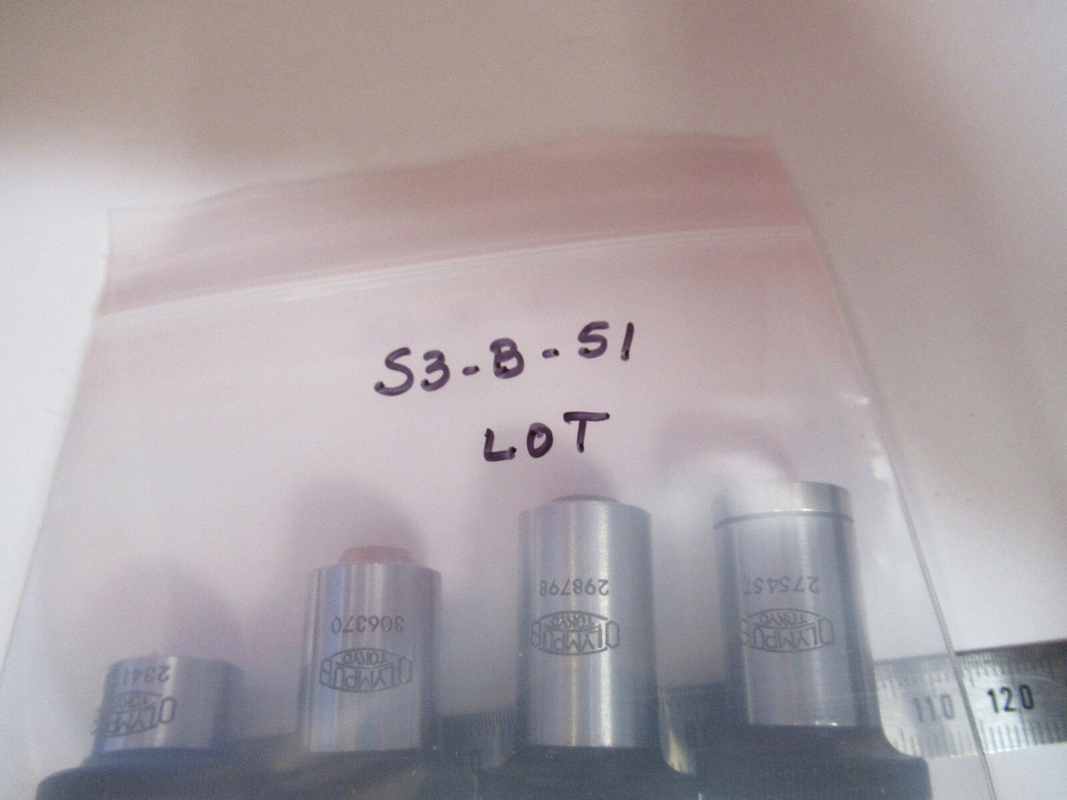 LOT 4ea OBJECTIVE OLYMPUS JAPAN OPTICS  MICROSCOPE PART AS PICTURED S3-B-51
