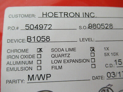 Collectable Photomask Hoetron Electronic Components Rare