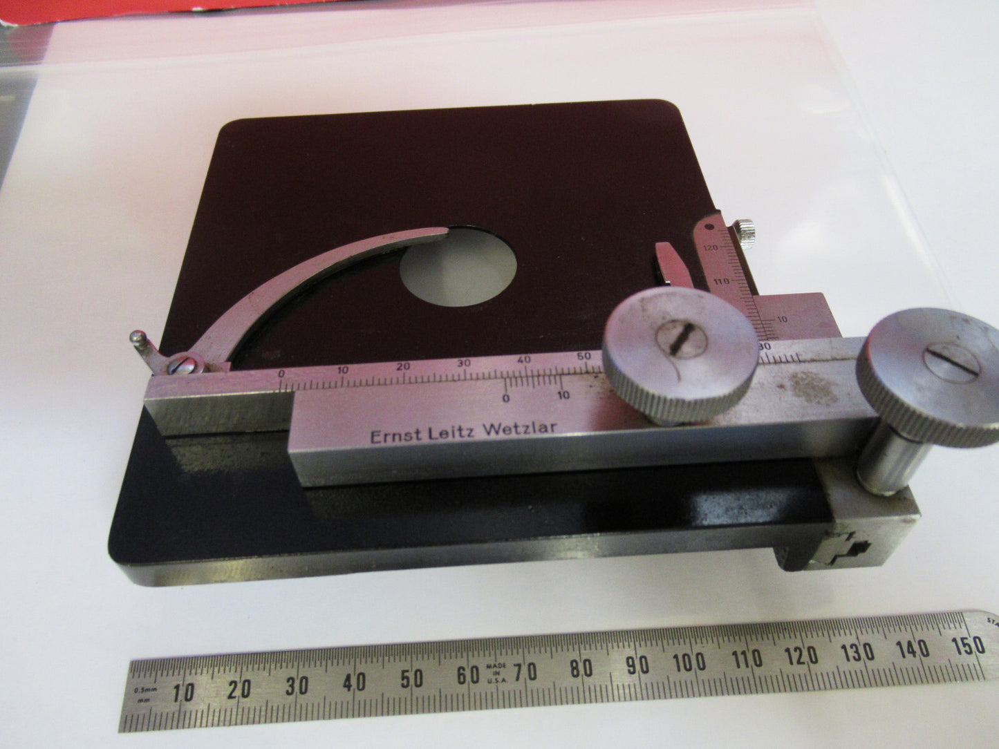 LEITZ GERMANY WETZLAR XY STAGE TABLE CLIPS MICROSCOPE PART AS PICTURED T9-A-19