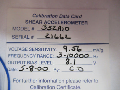 PCB PIEZOTRONICS VIBRATION SENSOR 352A10 ACCELEROMETER VIBRATION AS PIC #R3-C-12