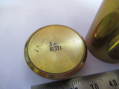 ANTIQUE BRASS EMPTY OBJECTIVE CAN POWELL MICROSCOPE PART AS PICTURED F8-A-04