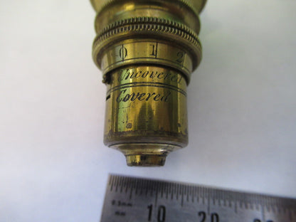 ANTIQUE BRASS OBJECTIVE LENS OPTIC UK LONDON MICROSCOPE PART AS PICTURED Y3-B-05
