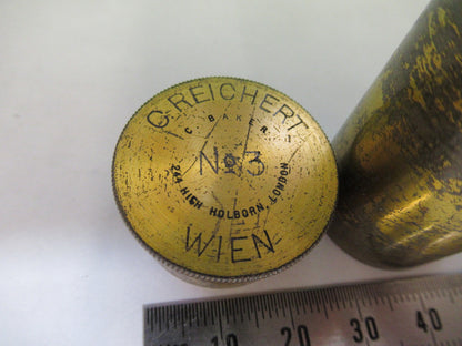 ANTIQUE BRASS EMPTY REICHERT AUSTRIA OBJECTIVE CANISTER MICROSCOPE PART T6-A-16