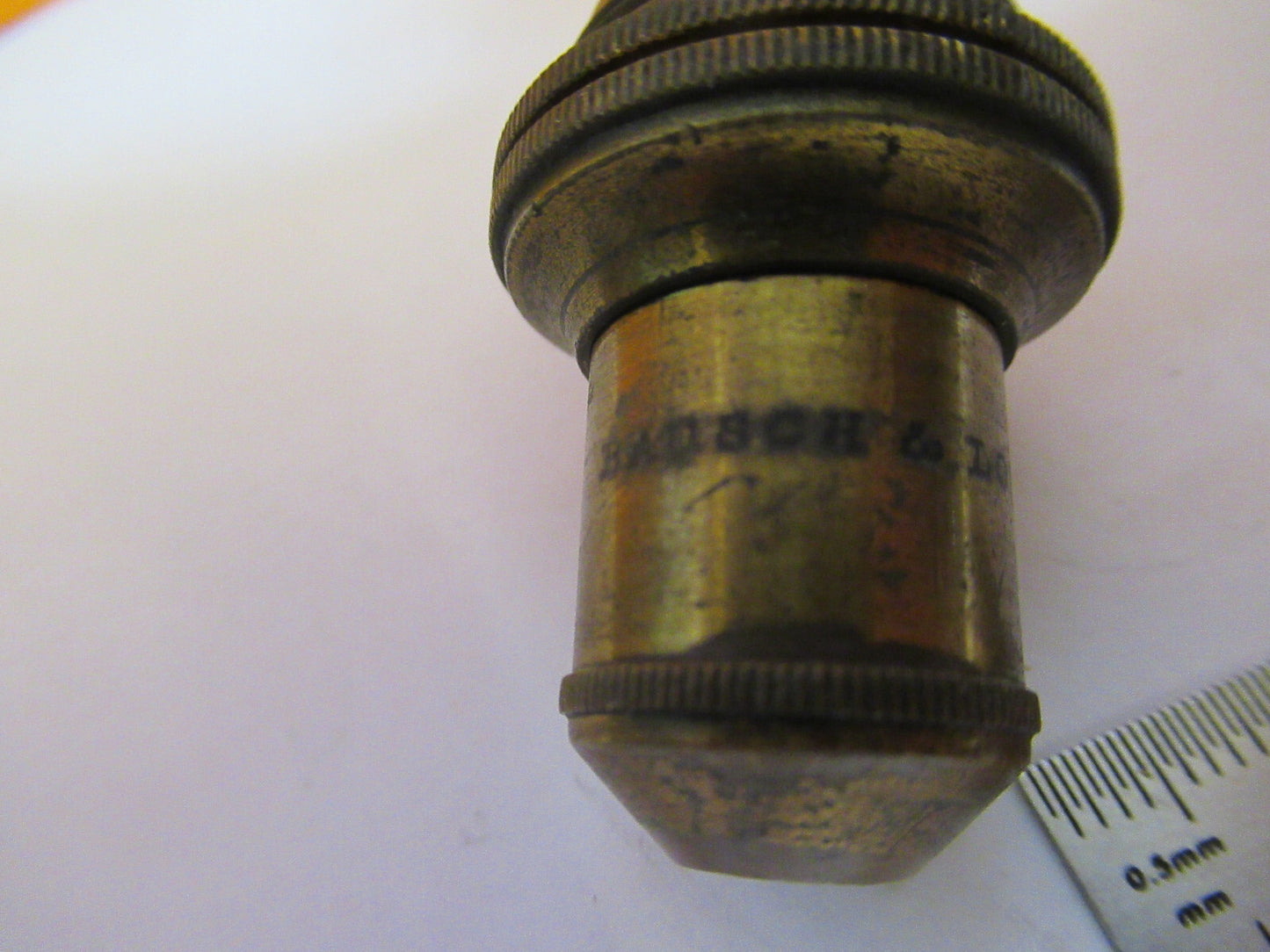 ANTIQUE  BRASS BAUSCH LOMB OBJECTIVE 2/3 MICROSCOPE PART AS PICTURED S4-B-39