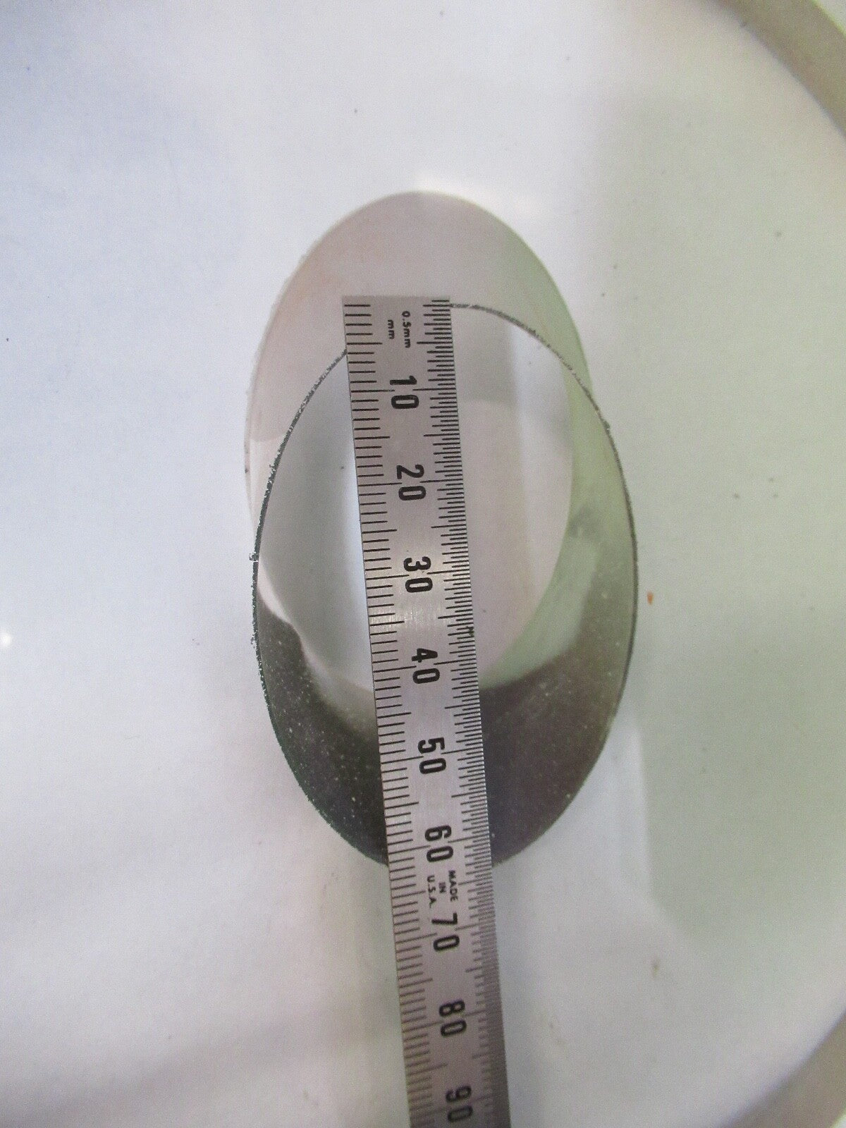 HUGE GLASS FLAT WINDOW THICK WITH HOLE FOR LASER OPTICS AS PICTURED 18-FT-05