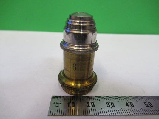 Antique Brass Ernst Leitz "6" Objective Microscope Part