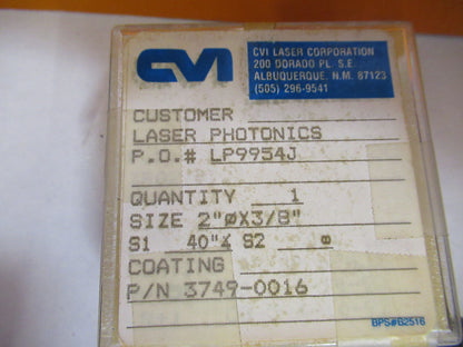 OPTICAL ex-NASA UNCOATED LENS  PRO LASER OPTICS AS PICTURED Y4-A-90