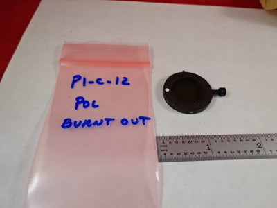 MICROSCOPE PART POLARIZER MOUNTED [burnt center] OPTICS AS IS BIN#P1-C-12