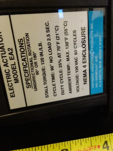 HAYWARD INDUSTRIAL SOLENOID ACTUATOR VALVE EA2 2" DIA PROCESS CONTROL AS IS #TB4