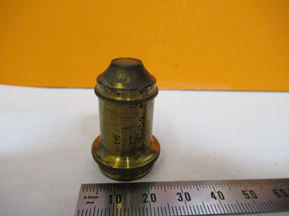 ANTIQUE BRASS ERNST LEITZ OBJECTIVE "3" MICROSCOPE PART AS PICTURED Y3-A-47