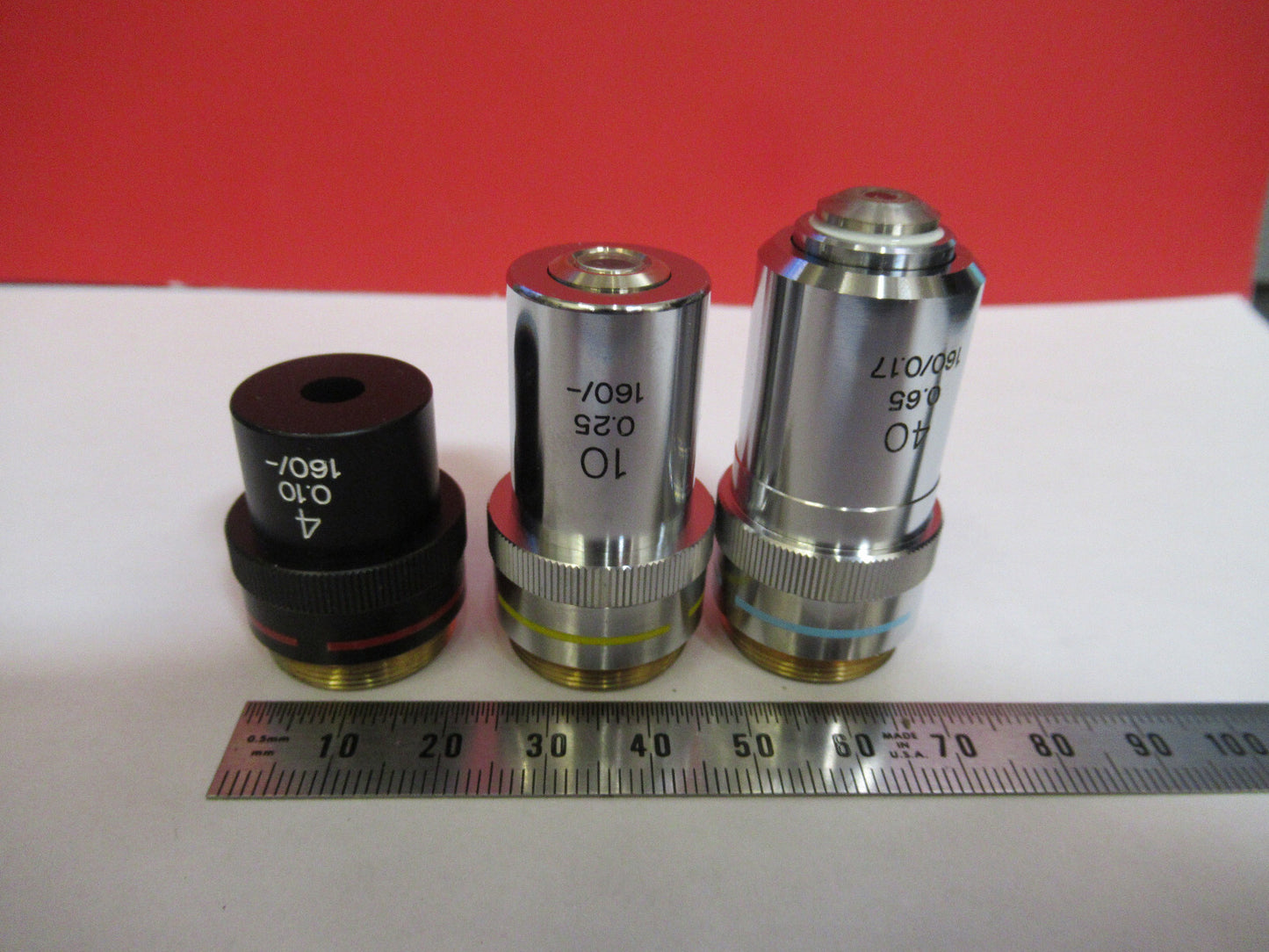 LOT TASCO OBJECTIVES 4X 10X 40X OPTICS MICROSCOPE PART AS PICTURED  T7-A-05