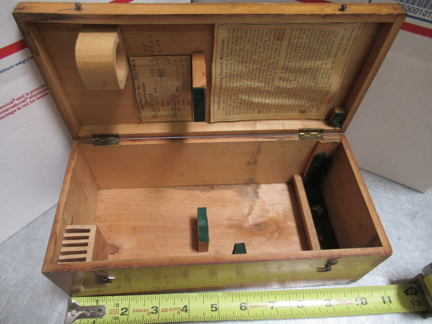 ANTIQUE WOOD CONTAINER EMPTY OLD GERMAN SCOPE  MICROSCOPE PART AS PICTURED TA-5