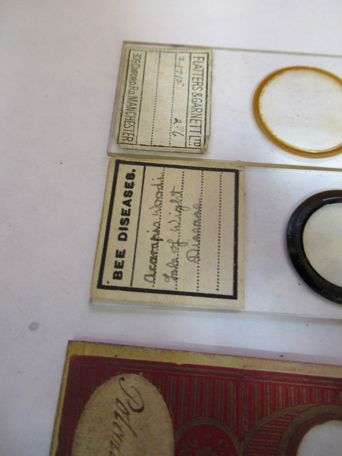 ANTIQUE LOT SLIDES SPECIMEN LONDON UK MICROSCOPE PART AS PICTURED Y2-A-82