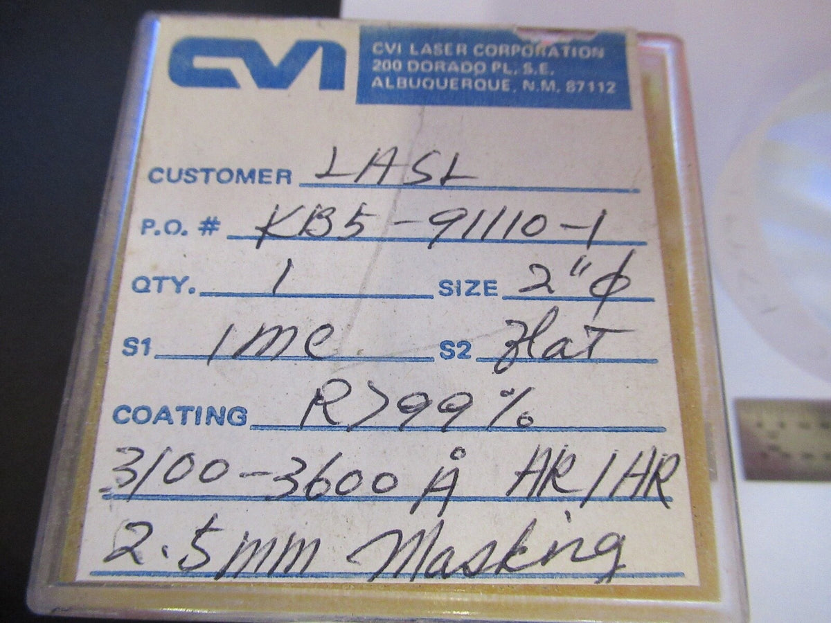 Optical Cvi 2" Dia Coated Spot Center Mask Laser Optics