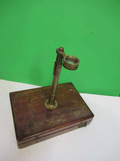 ANTIQUE UNKNOWN BRASS MICROSCOPE + CASE circa 1830 AS PICTURED X6-A-80