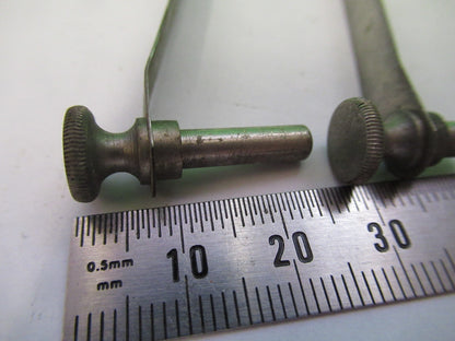 ANTIQUE ERNST LEITZ PAIR CLIPS STAGE MICROSCOPE PART AS PICTURED T3-B-28