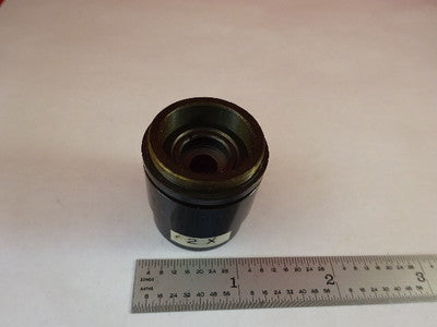 MICROSCOPE PART BRASS MOUNTED OBJECTIVE 2X OPTICS AS IS #80-41