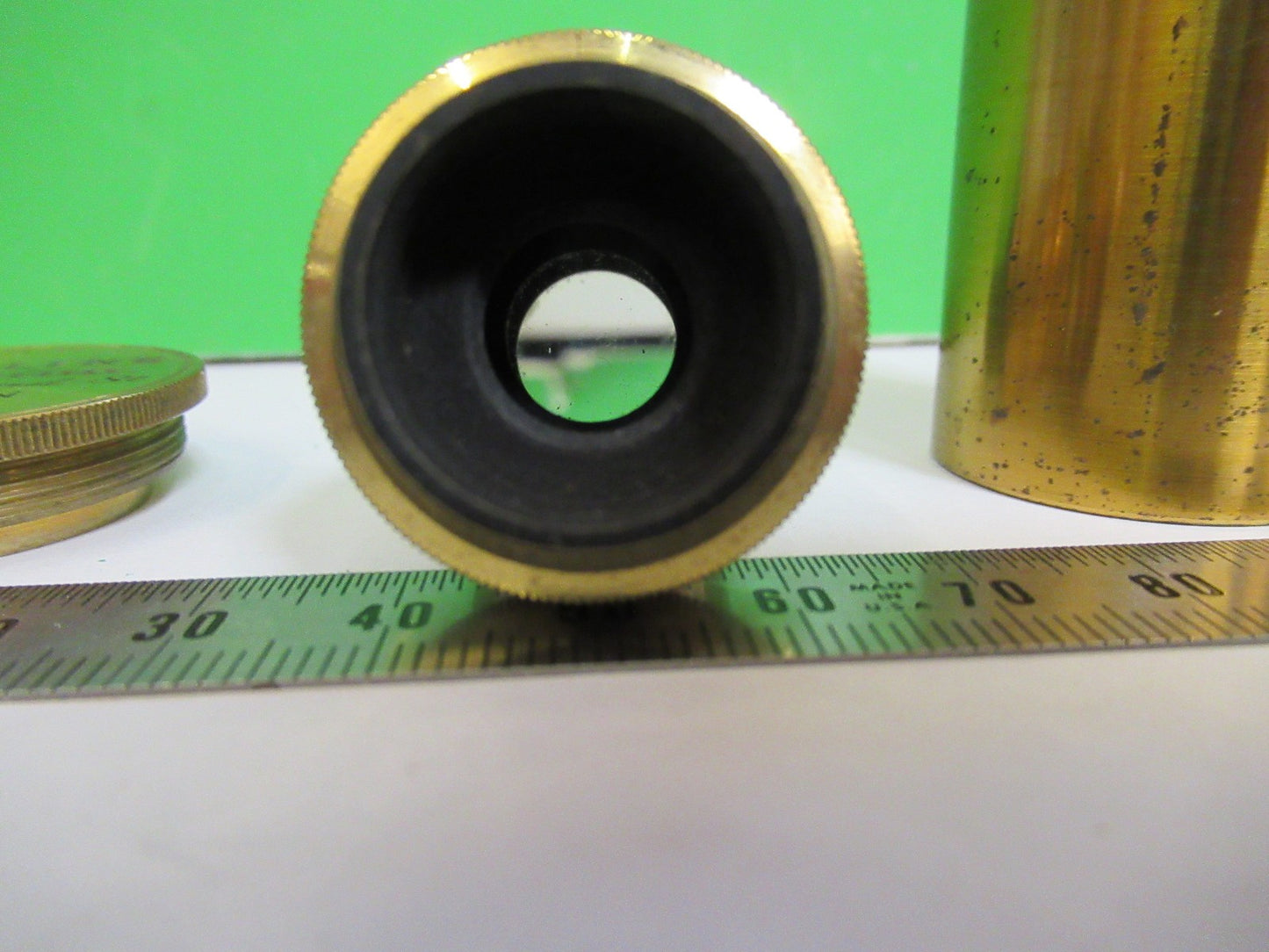 ANTIQUE BRASS OBJECTIVE 1 inch LENS COLLINS LONDON UK MICROSCOPE PART X3-B-20