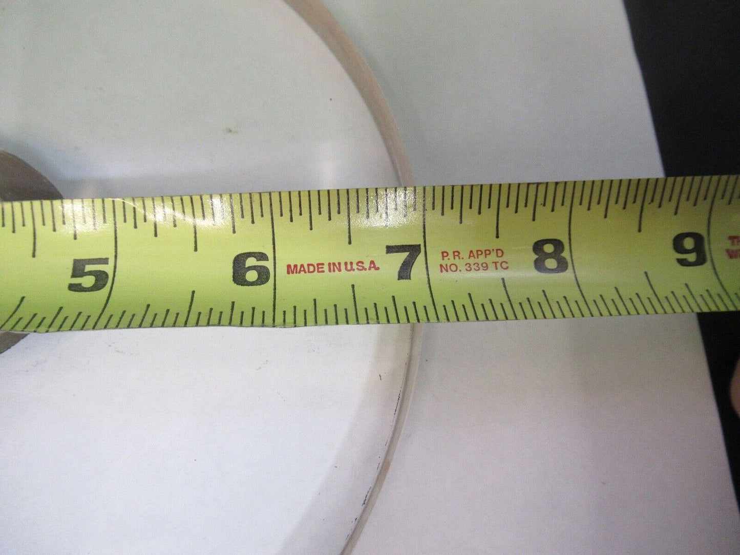 HUGE GLASS FLAT WINDOW THICK WITH HOLE FOR LASER OPTICS AS PICTURED 18-FT-05