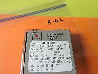 OPTICAL CaF2 CALCIUM FLUORITE CRYSTAL LASER OPTICS BIN#8-62