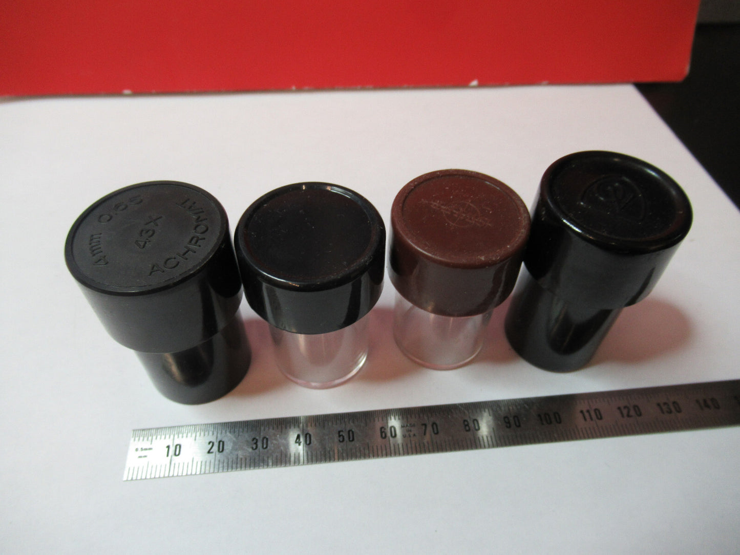 ANTIQUE LOT OBJECTIVE CANISTERS MICROSCOPE PART OPTICS AS PICTURED X3-B-62