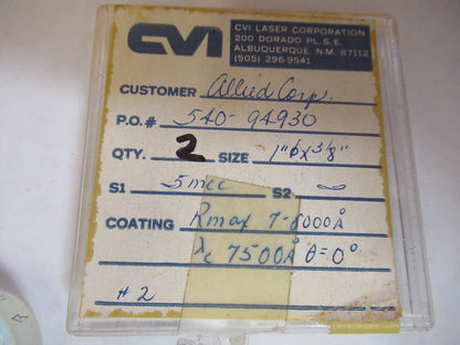 OPTICAL ex-NASA COATED LENS PAIR PRO LASER OPTICS AS PICTURED Y4-A-103