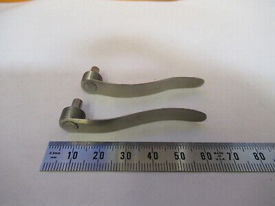 PAIR ANTIQUE CLIPS BAUSCH LOMB ROCHESTER MICROSCOPE PART AS PICTURED 4B-FT-29