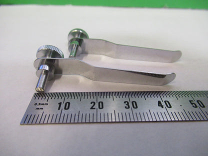 PAIR CLIPS STAGE SPECIMEN UNITRON  JAPAN MICROSCOPE PART AS PICTURED U8-A-08