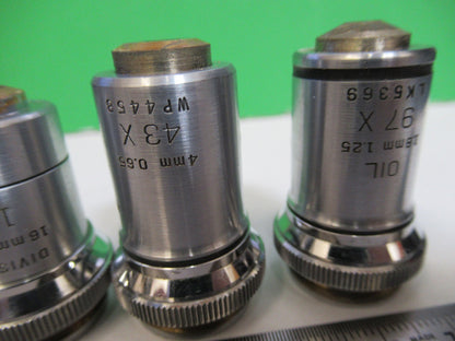 BAUSCH LOMB OBJECTIVE  LOT 10X 43X 97X MICROSCOPE PART AS PICTURED G8-A-41