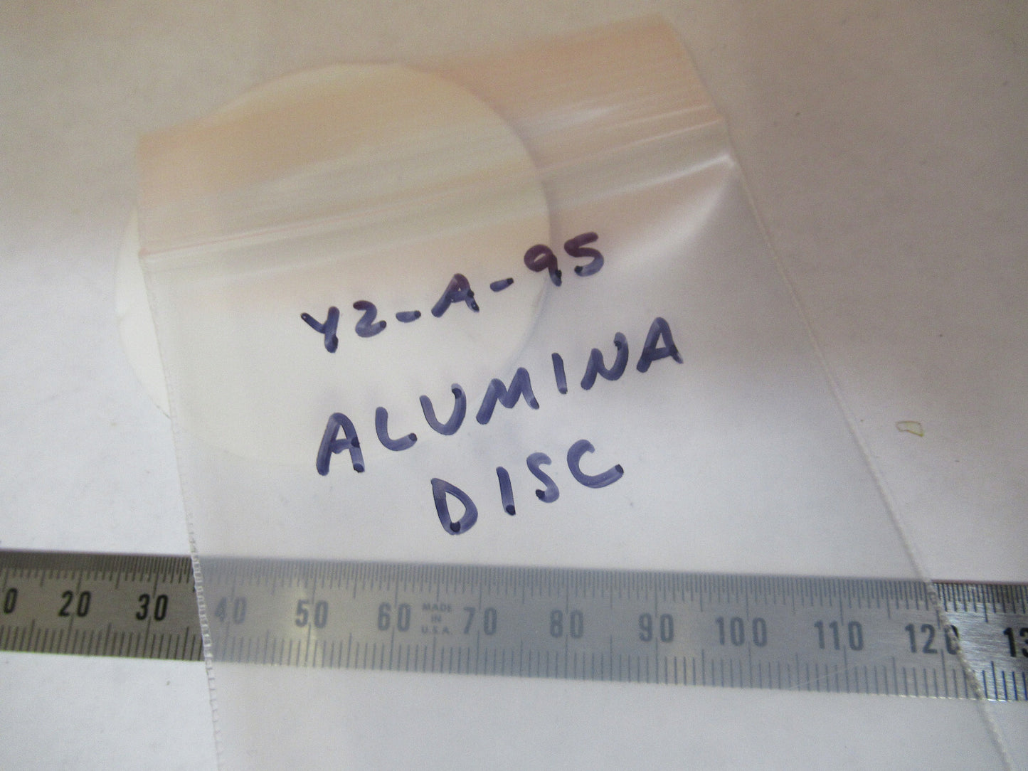 SAMPLE THICK ALUMINA DISC STAGE OR OPAQUE OPTICS AS PICTURED  Y2-A-95