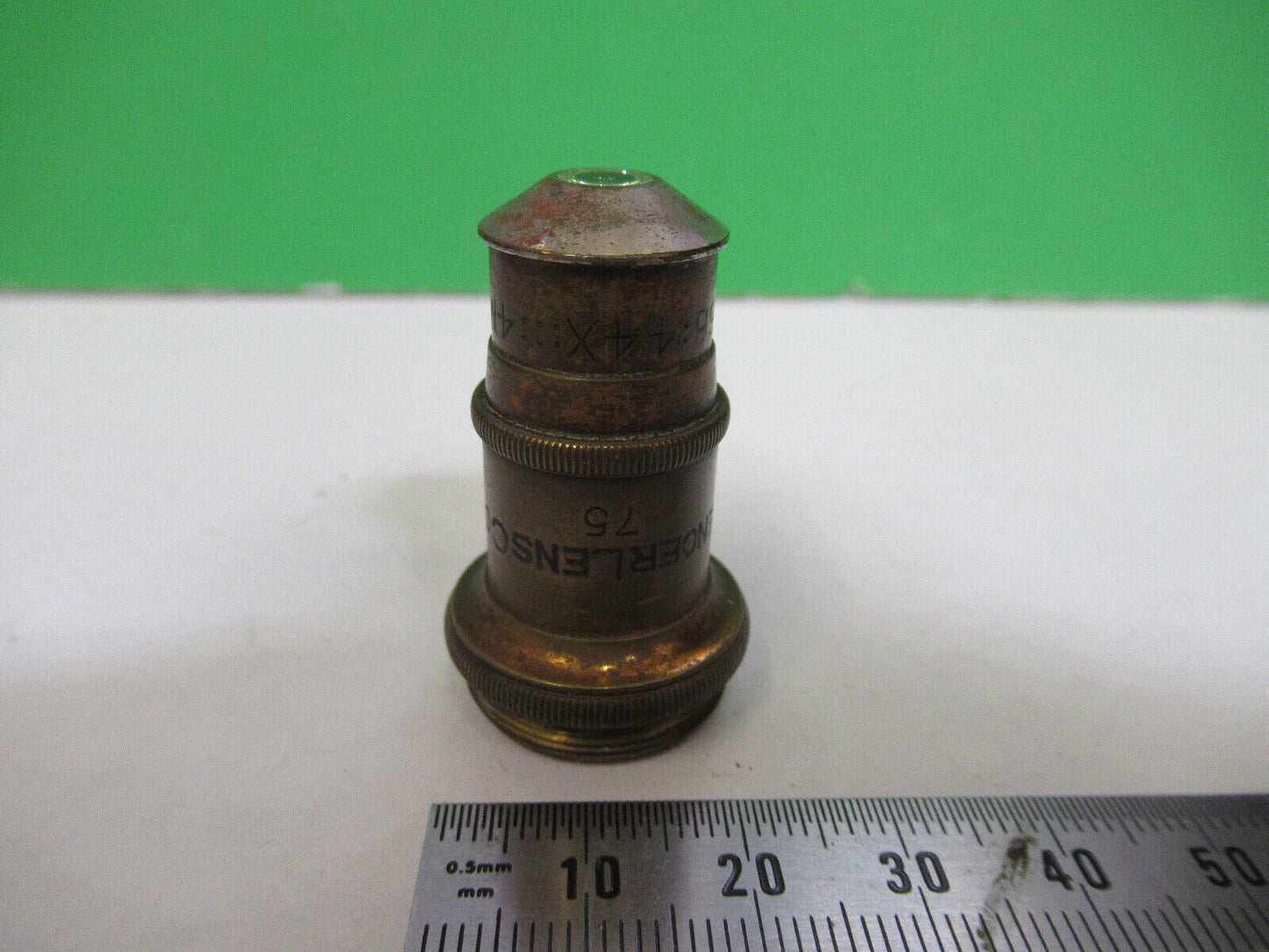 ANTIQUE BRASS BAUSCH LOMB OBJECTIVE 44X MICROSCOPE PART AS PICTURED G8-A-44