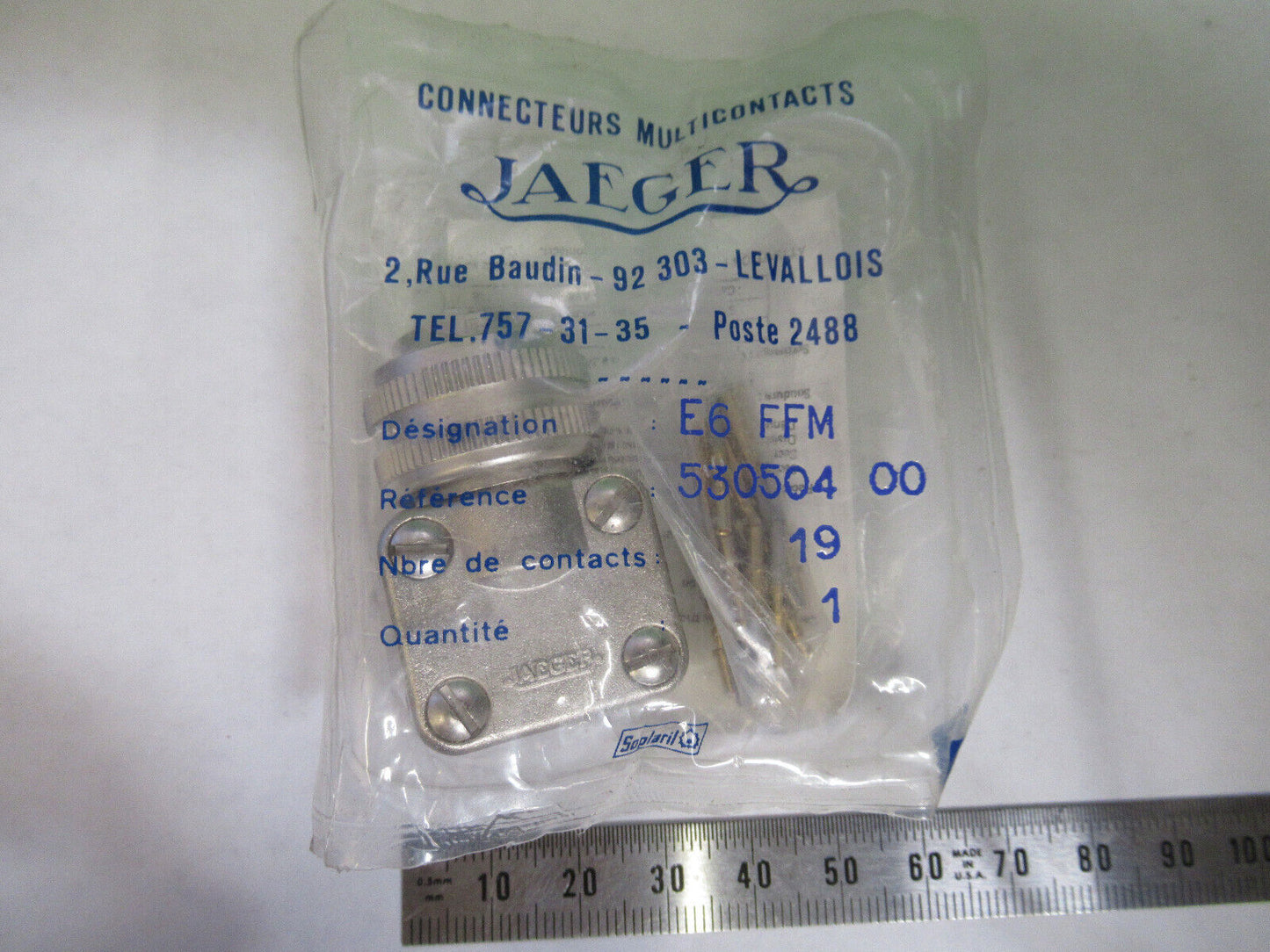 JAEGER MULTICONTACTS CONNECTOR E6 FFM 19 PINS AEROSPACE ITEM AS PICTURED X7-A-39
