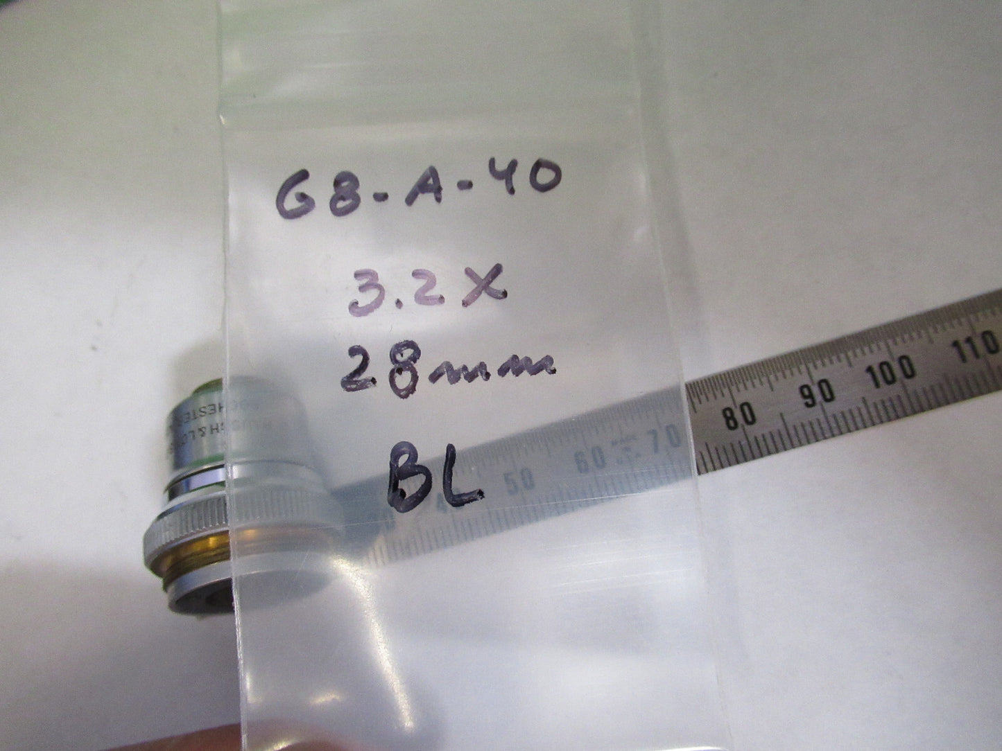 BAUSCH LOMB OBJECTIVE  3.2X 28mm LENS OPTICS MICROSCOPE PART AS PICTURED G8-A-40