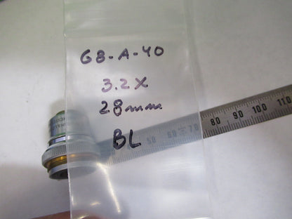 BAUSCH LOMB OBJECTIVE  3.2X 28mm LENS OPTICS MICROSCOPE PART AS PICTURED G8-A-40