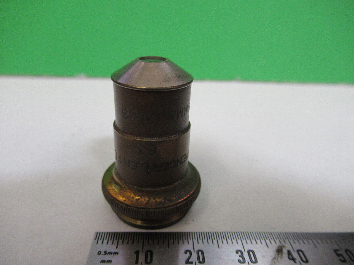 ANTIQUE BRASS BAUSCH LOMB OBJECTIVE 10X MICROSCOPE PART AS PICTURED G8-A-43