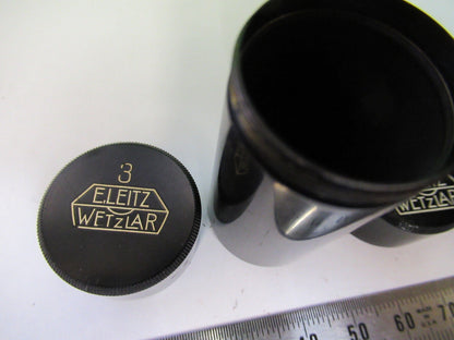 ANTIQUE LOT 3EA OBJECTIVE CANS LEITZ GERMANY MICROSCOPE PART AS PICTURED X5-A-23