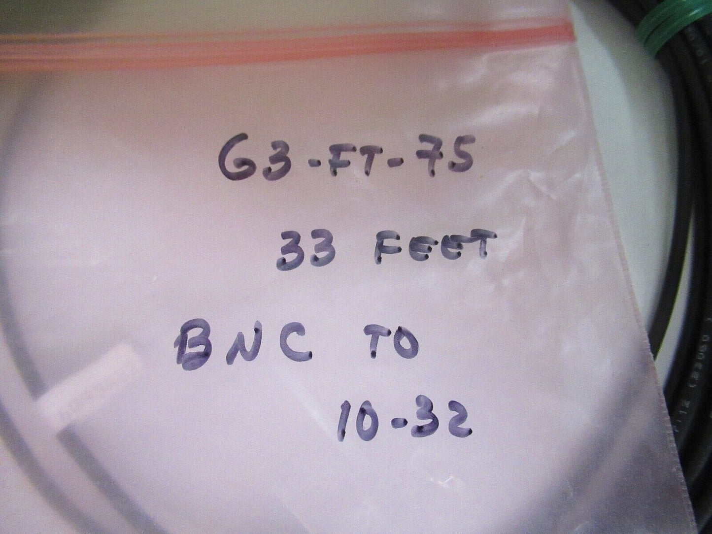 33ft CABLE for ACCELEROMETER SENSOR flexible 10-32 TO BNC AS PICTURED G3-FT-75
