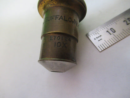 ANTIQUE BRASS BAUSCH LOMB OBJECTIVE 10X MICROSCOPE PART AS PICTURED G8-A-43