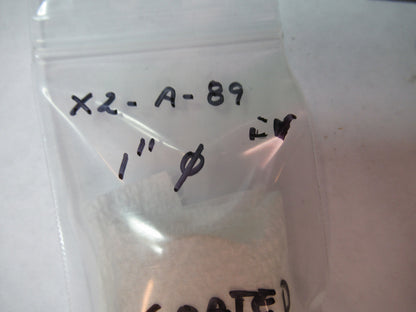 OPTICAL COATED FLAT OPTICS LENS 1" DIAMETER AS PICTURED X2-A-89