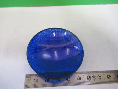 OPTICAL WEIRD BLUE GLASS CONCAVE CONVEX FILTER OPTICS  AS PICTURED X9-B-79